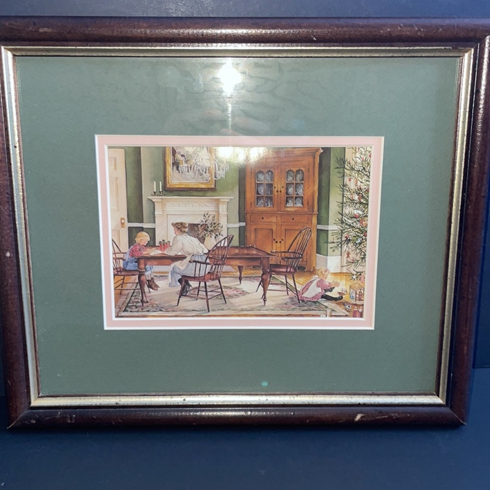 Trisha Romance Vintage Framed Print Christmas Mistletoe Decorative Wall Picture